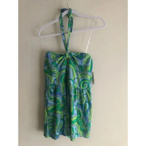 Wild Fable Women’s Green & Blue Terry Cloth halter Romper sz M